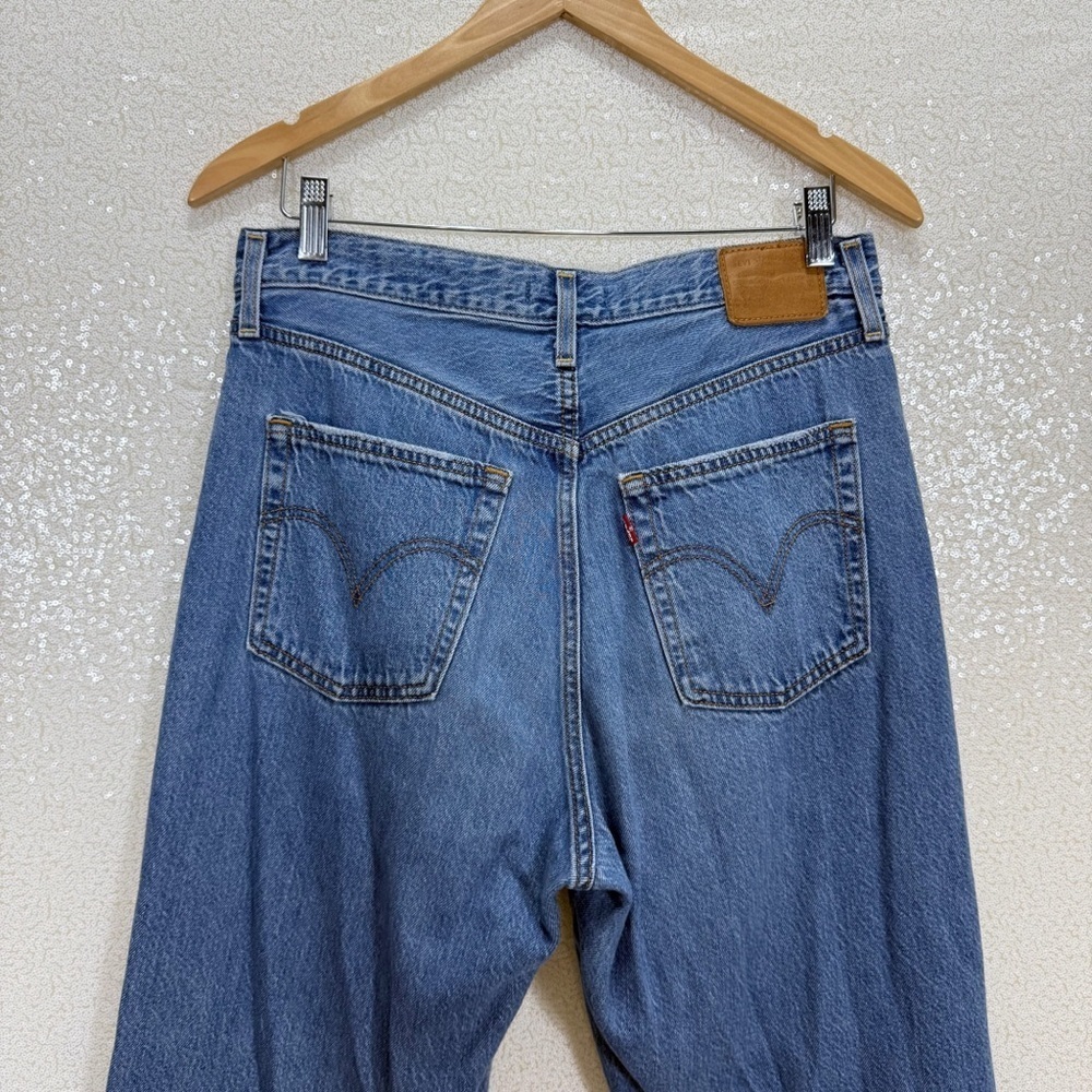 Levi’s Premium Ribcage Straight Ankle Jeans Women’s 31 High Rise Distressed Blue - Picture 10 of 14